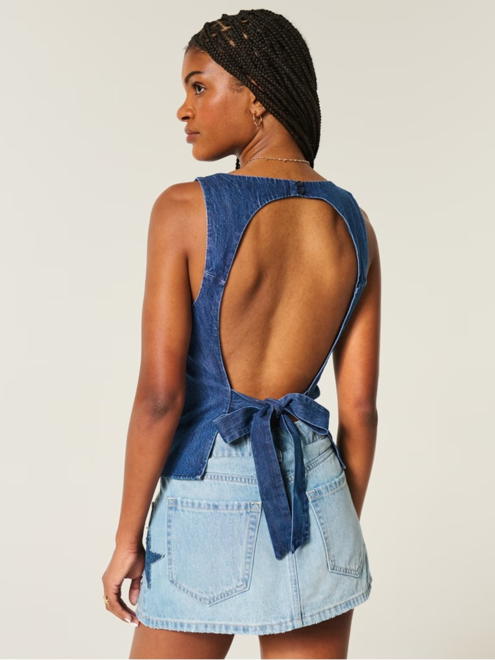 HOLLISTER Open Back Denim Top